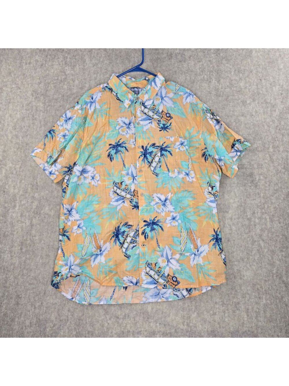 Izod Saltwater Mens XXL Hawaiian Shirt Floral Print Short Sleeve